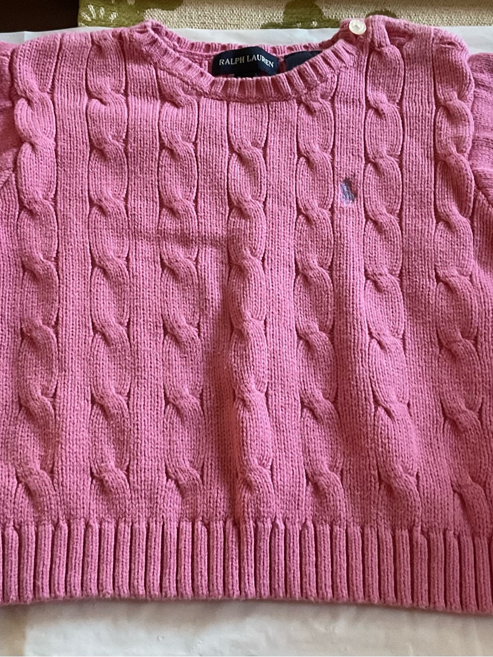 Ralph Lauren Vintage Pink Cable Knit Sweater Girls 3-3T